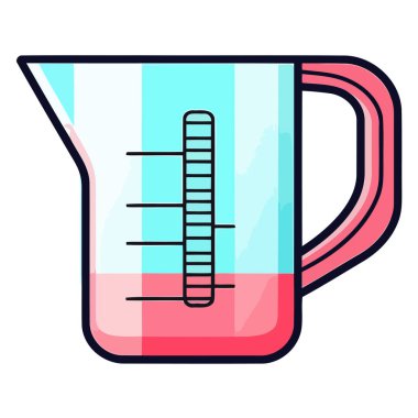 An outline vector icon of measuring cup, emphasizing its cylindrical shape and measurement lines clipart