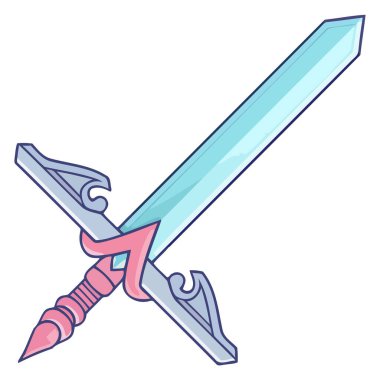 Ortaçağ kılıcının ana hatlarına dayanan bir vektör. Pürüzsüz bıçağı ve geleneksel kabza tasarımını çapraz korumayla vurguluyor..