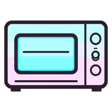 Şeffaf bir kapı ile kompakt yapısını vurgulayan, bir mikrodalga tabanlı bir vektör ikonu