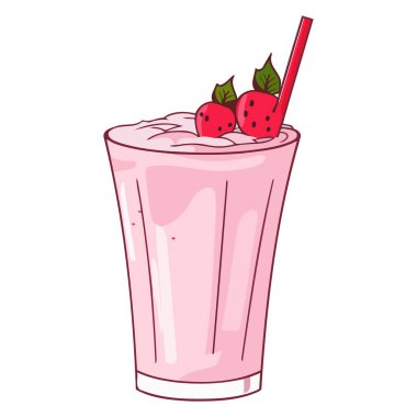 Plastik bardaktaki bir milkshake 'in vektör tabanlı ikonu, içine pipet yerleştirilmiş farklı bir kubbe kapağı içerir