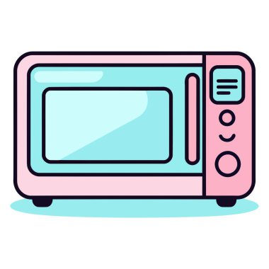 Şeffaf bir kapı ile kompakt yapısını vurgulayan, bir mikrodalga tabanlı bir vektör ikonu