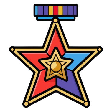 Geleneksel yuvarlak bir madalyayla kendine özgü bir kurdele takan askeri bir madalyanın ikonu.