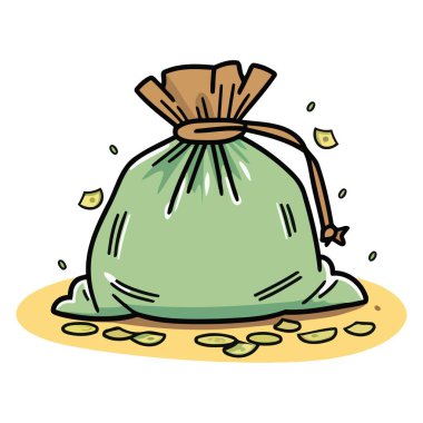 Para çantasının bir vektör tabanlı simgesi, bir dolar işareti veya diğer para birimi sembolü içeren basit bir çanta şekli