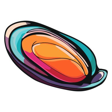 Belirli hatlara sahip karakteristik bir bivalf kabuğu içeren, midye tabanlı bir vektör simgesi