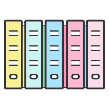 Ofis dizinlerinin görünen sekmeleri olan dosya dizinlerinin oluşturduğu bir vektör tabanlı simge