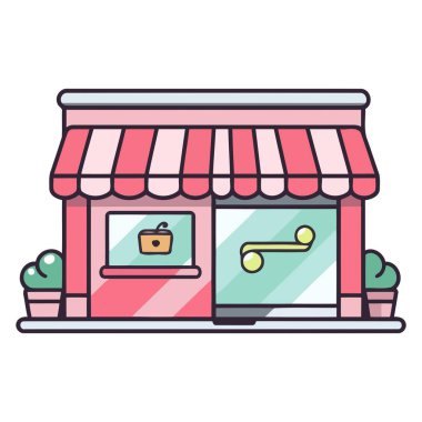 Dijital dokunuşlu sadeleştirilmiş bir araba tasarımı içeren çevrimiçi bir dükkan logosunun vektör tabanlı simgesi