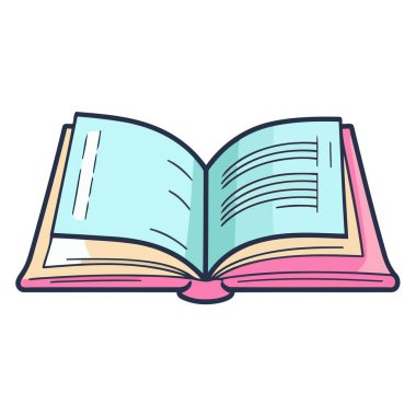 Açık bir kitabın, eğri sayfalı basit bir taslağı içeren bir vektör tabanlı simgesi