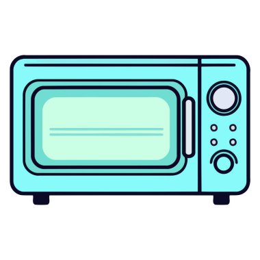 Şeffaf bir kapı ile kompakt yapısını vurgulayan, bir mikrodalga tabanlı bir vektör ikonu