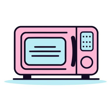 Şeffaf bir kapı ile kompakt yapısını vurgulayan, bir mikrodalga tabanlı bir vektör ikonu