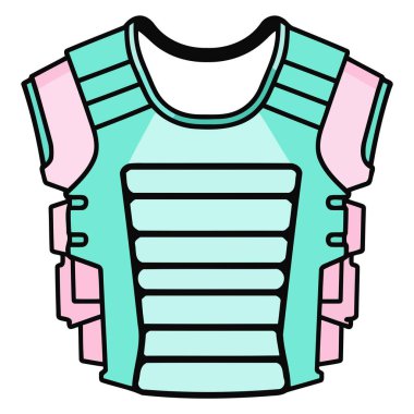 Askeri zırhın, güçlendirilmiş bölümleri olan stilize edilmiş bir göğüs parçası içeren bir ikonu.