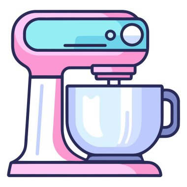 Bir karıştırıcının vektör tabanlı simgesi, klasik yapısını sapı ve dönen vurucularıyla vurguluyor