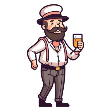 Oktoberfest kostümlü, sakallı ve bıyıklı bir ikon.