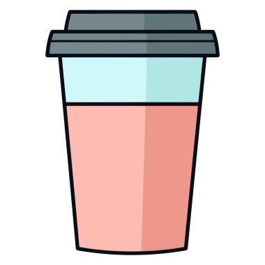 Kağıtlı kahve fincanının, izolasyon için kolları olan basit bir dış hatla oluşturulmuş bir ikonu.