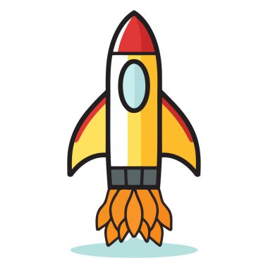 Detailed vector  of a launch rocket space icon, ideal for space exploration and futuristic graphics. clipart