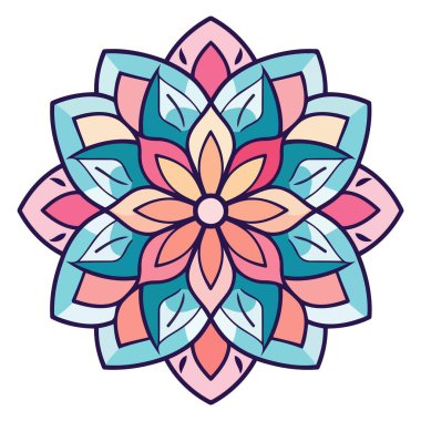 Lüks tasarım elementleri olan mandala 'nın ana hatlı vektör simgesi