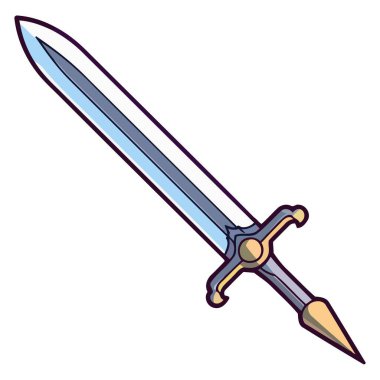 Ortaçağ kılıcının ana hatlarına dayanan bir vektör. Pürüzsüz bıçağı ve geleneksel kabza tasarımını çapraz korumayla vurguluyor..
