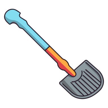 Basit bir vektör tarzında çizilmiş siper ve kazı için kullanılan süngü küreğini gösteren bir simge.