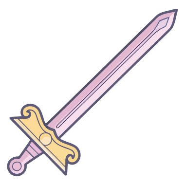 Ortaçağ kılıcının ana hatlarına dayanan bir vektör. Pürüzsüz bıçağı ve geleneksel kabza tasarımını çapraz korumayla vurguluyor..