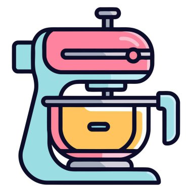 A vector based icon of a mixer, emphasizing its classic structure with a handle and rotating beaters clipart
