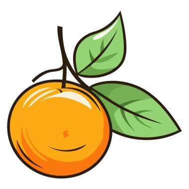 Bir portakal tabanlı bir vektör ikonu, tek yapraklı basit bir dış hatla