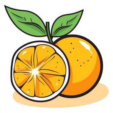 Bir portakal tabanlı bir vektör ikonu, tek yapraklı basit bir dış hatla
