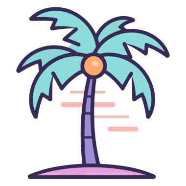 Uzun gövdeli ve geniş yapraklı basit bir ana hatlı bir palmiye ağacı simgesi.