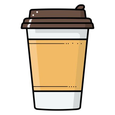 Kağıtlı kahve fincanının, izolasyon için kolları olan basit bir dış hatla oluşturulmuş bir ikonu.