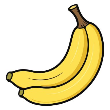 Çizgi film dizaynında canlı bir muz meyvesi ikonu, eğlenceli ve kaprisli görünümü vurguluyor..