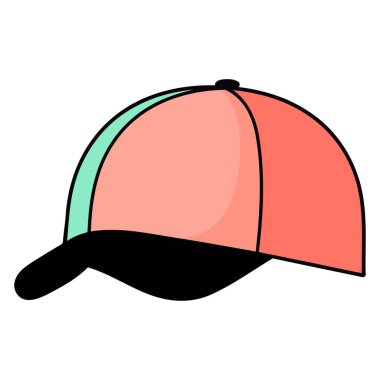 Bir çocuğun beysbol şapkasını tasvir eden bir simge, basit bir vektör formatında, eğlenceli bir tasarımla çizilmiş..