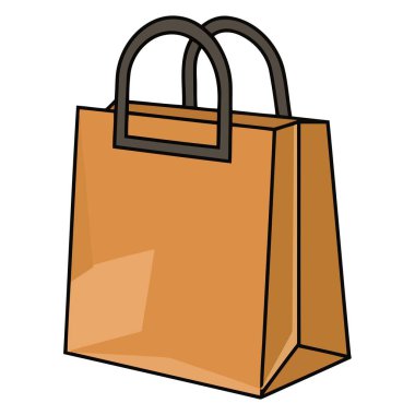 Kese kağıdının saplı bir simgesinin vektör tabanlı simgesi, desteklenmiş kulpları olan düz bir ana hatla gösterilir