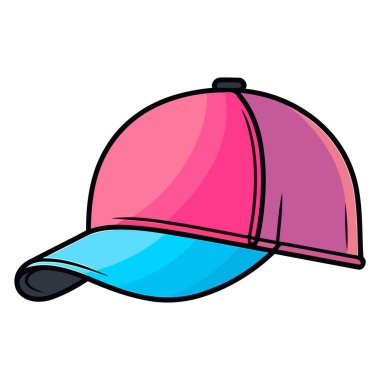 Bir çocuğun beysbol şapkasını tasvir eden bir simge, basit bir vektör formatında, eğlenceli bir tasarımla çizilmiş..