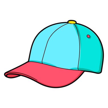 Bir çocuğun beysbol şapkasını tasvir eden bir simge, basit bir vektör formatında, eğlenceli bir tasarımla çizilmiş..