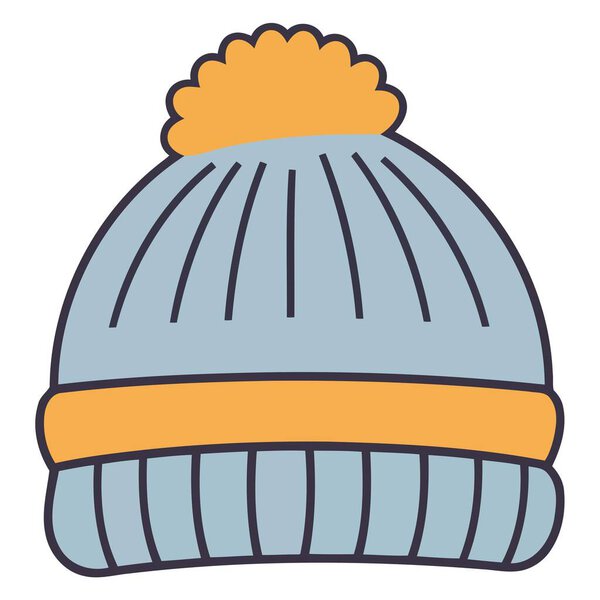 An icon illustrating a child's beanie hat, drawn in a basic vector format, highlighting its warm and playful design.