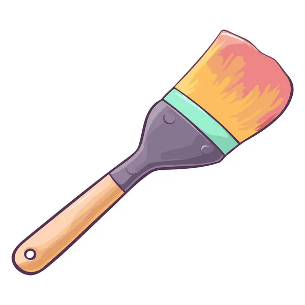 Vector Based Icon Paint Brush Featuring Simple Design Long Handle — Stock Vector