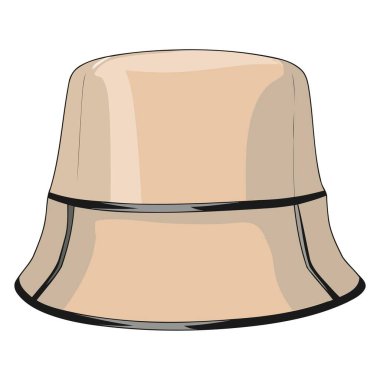 Çizgi film tarzında bir kova şapkayı temsil eden simge, çıkartma veya şakacı çizimler için uygundur.