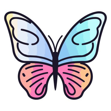 Zarif kanat desenleri sergileyen bir kelebeğin vektör çizimi.