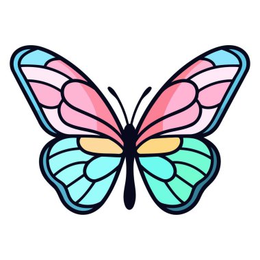 Zarif kanat desenleri sergileyen bir kelebeğin vektör çizimi.