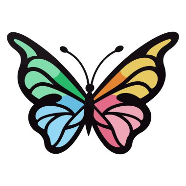 Zarif kanat desenleri sergileyen bir kelebeğin vektör çizimi.