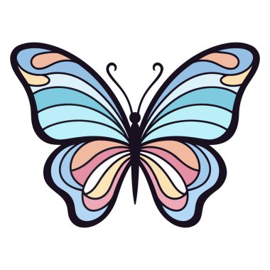 Zarif kanat desenleri sergileyen bir kelebeğin vektör çizimi.