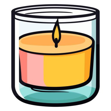 Festival veya rahatlama temalı projeler için mükemmel bir mum simgesi tasviri.
