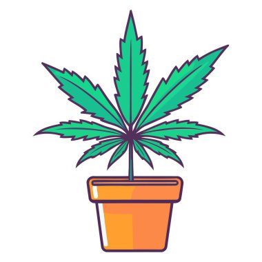 Kenevir yaprağı simgesi tasviri, sağlık veya eğlence amaçlı projeler için idealdir.