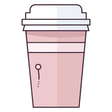 Kağıtlı kahve fincanının, izolasyon için kolları olan basit bir dış hatla oluşturulmuş bir ikonu.