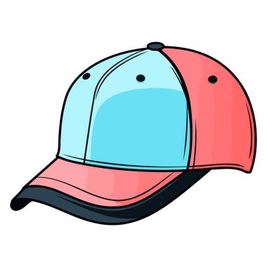 Bir çocuğun beysbol şapkasını tasvir eden bir simge, basit bir vektör formatında, eğlenceli bir tasarımla çizilmiş..