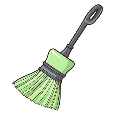 Vektör biçiminde bir süpürgenin simgesi, temizlik, temizlik veya temizlik araçlarını sembolize eder.
