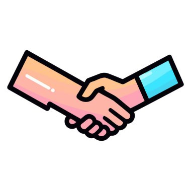 İş anlaşmasını simgeleyen bir el sıkışma simgesi, genellikle kurumsal veya takım çalışması bağlamlarında kullanılan vektör biçiminde.