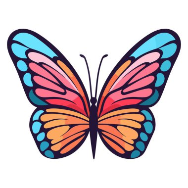 Zarif kanat desenleri sergileyen bir kelebeğin vektör çizimi.