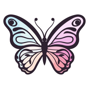Zarif kanat desenleri sergileyen bir kelebeğin vektör çizimi.