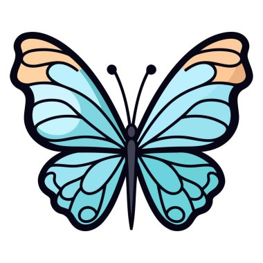 Zarif kanat desenleri sergileyen bir kelebeğin vektör çizimi.