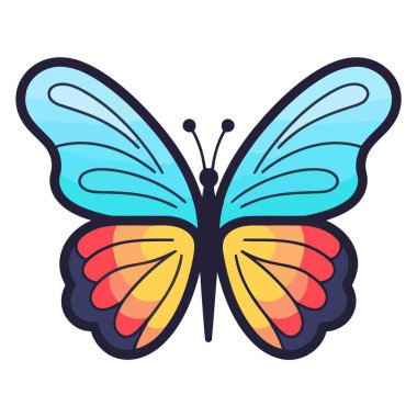 Zarif kanat desenleri sergileyen bir kelebeğin vektör çizimi.