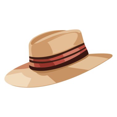 Tasarımlara cazibe katmak için ideal şık, izole bej bir şapkanın vektör çizimi.